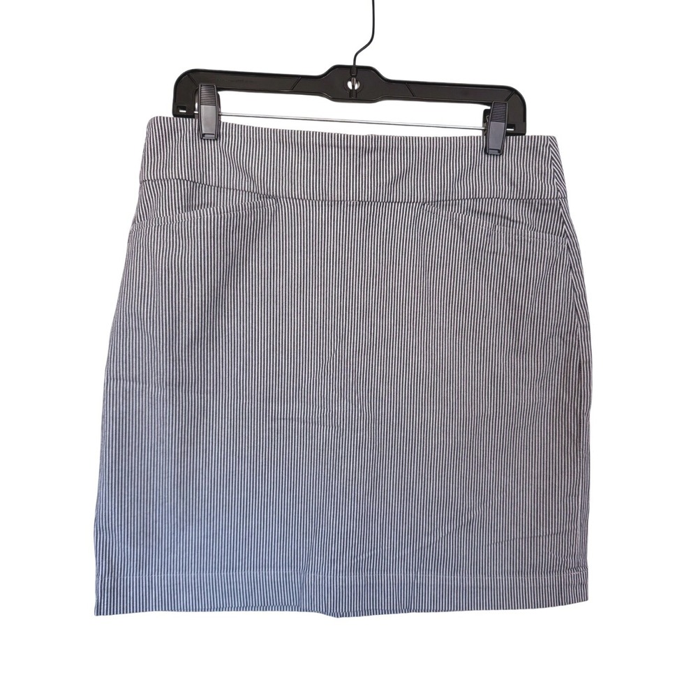 Talbots Womens Blue White Pinstripe Cotton Stretch Pencil Skirt Size 8 Pockets‎